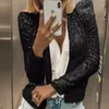 Women's Jackets BoozRey 2023 Fashion Sequin Women Glitter Long Sleeve Short Coats Elegant Spring Outwear Office Ladies Solid Streetwear