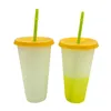 Mugs 473/700ml Color Changing Cold Cups Reusable Plastic Tumbler With Lid And Straw Cup Drinkware Kitchen GadgetsMugs MugsMugs