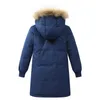 Manteau enfants hiver duvet de canard filles épaississement chaud vestes garçons longue fourrure naturelle vêtements d'extérieur à capuche manteaux enfants veste