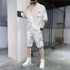 Männer Trainingsanzüge 2023 Sommer Einfache Lose Shorts Dünne Casual Kurzarm Koreanische Mode Sport Anzug
