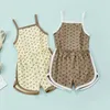 Giyim setleri parçalar bebek erkekler takım elbise pamuklu yazlık yaz çiçek baskı kolsuz topshigh elastik bel şortları için yürümeye başlayan kızlar