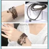 Hilos de cuentas Pulseras Brazaletes para mujeres unisex Cristal de amatista Pulsera de piedra natural Collar Encantos Mala Cuentas Entrega de gotas J Dhelz