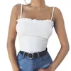 Women's Tanks Womens Fitness Shirt Camis Shoulder T-Shirt Halter Tank Blouse Fashion Top Vest Ruffles Off 6x Shirts