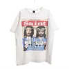 Designer Fashion Saint Michael T Shirt Co-branded Washed Old Portrait Stampa T-shirt popolare per uomo e donna casual a maniche corte