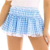 Spódnice Kobiety Gingham Plaid Mini spódnica Summer Doross Seksowne koronkowe wykończenie księżniczki plisowanie dla młodego nastolatka Fairycore 2023