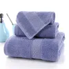 Toalha 3pcs toalhas de banho de algodão sólido para adultos lençóis domésticos de banheiro de praia grande spa Terry