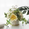 Decoratieve bloemen Noordse kunstmatige bloemenset met vaas keramische gouden roos pioen planten pot huisdecoratie nep
