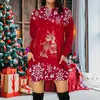 Robes décontractées 2023 Femmes Robe de Noël Sac à capuche Sac à capuche Poche de hanche Elk Imprimer Party Femme Bodycon Vêtements Robe