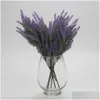 Coronas de flores decorativas 25 cabezas 5 tenedores 38Cm Colorf Seda Flor artificial Lavanda Fiesta en el hogar Decoración para sostener la decoración Dhthu