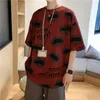 Męskie koszule Tem Summer 2023 kpop urocze kreskówka Krótka nowość pullover harajuku ręcznie malowana kawaii ubrania retro moda