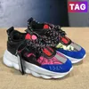 Designer Scarpe casual di lusso Chain Reaction Wild Jewels Chain Link Trainer Triple White Black Twill Blue Fluo Rubber Suede Platform Sneakers Sport 36-45