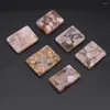 Charms Natural Semi-Erecious Stones Pendant Rectangle Cherry Blossom Agate DIY för smycken Making Halsband Tillbehör gåva