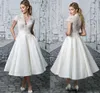 Party Dresses Vneck Vestido de Novia Aline Short Wedding Dress Robe Mariage 2023 Cap Hylsa TEALENGENGE VINTAGE BRIDAL GOWN VESTIDOS NOVIA 230214