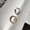 Klusterringar minimalistiska autentiska S925 sterling silver fina smycken vit/guld glansig rundad ring justera dubbelanv￤ndning TLJ679