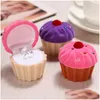 Jewelry Boxes Cute Cake Cup Shape Veet Ring Box Earring Pendant Locket Necklace Case For Valentines Day Gift Organizer 213 D Dhtpa