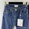 Damen Jeans Designer Kleine Duftkette Leder Marke Dekorative Hohe Taille Koreanische Bleistifthose Herbst 6PX9