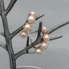 Hoop Earrings KKGEM Office Style 8mm Freshwater Cultured White Pearl Yellow Gold Plated Stud