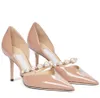 2023 Eleganckie buty ślubne buty do sukni ślubnej Aurelie Pumps Lady Sandals Pearls Pasp Luksusowe marki Wskazane palce wysokie obcasy spacery z pudełkiem EU35-42