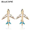 Boucles d'oreilles Blucome émail avion pour femmes couleur or D crochets avion avion modèle cuivre boucle d'oreille oreille Piercing Bijoux cadeaux