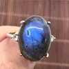 Cluster Anneaux Top Naturel Labradorite Anneau Bijoux Pour Femmes Dame Hommes Cristal 18x13mm Perles Guérison Chance Pierre De Lune Pierre Réglable