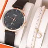 Wristwatches Women Watches Fashion Elegant Leather Quartz Watch For Bracelet Set Ladies Casual Sport Dress Clock Reloj MujerWristwatches