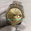 20 kleur met doos vrouwen automatische horloges voor nieuw model vrouwen middelgrote damesheren 36 mm gouden wijzerplaat 18k geel goud datum twee tonen armband horloge