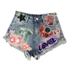 Dames shorts DEAT 2023 ARVALEN MAAN STARTEN PACKINEN ENKLEIDERY TASSEL PATCH RAW DENIM Vrouwelijke mode Temperament vrouwen ME670 230214