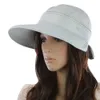 Breda brimhattar Solid Summer Fashion Visirs Outdoor Bowknot Ladies Practical Foldbar Cap Korean Style Travel Sun Hat Beach vandring R230214