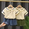 مجموعة LZH Summer Kids Clothing for tracksuit shortsleeved Shorts PCS Baby Girls Outfit