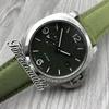 SJF New E Steel 01356 Automatic Mens Watch Luminous Black Dial Steel Case Army Green Nylon Leather Strap Diver Gents 44mm Watches TWBE Timezonewatch E48