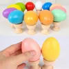 Детская вечеринка благосклонна моделирование дерева Пасхальное яйцо DIY Ручное окрашенное деревянные пасхальные яйца с твердым цветом.