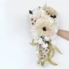 Fleurs décoratives Bouquets de mariée couleur crème Rose tournesols marguerite et feuilles artificielles pour les décorations de Festival de mariage
