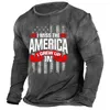 남자 T 셔츠 3D 미국 국기 그래픽 프린트 남성 의류 거리 스웨터 매일 2023면 남자 셔츠 빈티지 약간 탄력적 인 길고