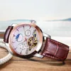 Wristwatches Fashion Tourbillon Mechanical Mens Watch Calendar And 24 Hours Male Luminous Hands Clock Watches Men Automatic
