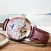 Polshorloges Fashion Tourbillon Mechanical Mens Watch -agenda en 24 uur mannelijke lichte handen klokklokken heren automatisch