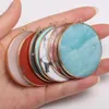 Pendant Necklaces Natural Round Flash Labradorite Rose Quartzs Stone Pendants For Earrings Jewelry Making Women Gift Size 50x55mm