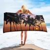 Handdoek kokosnootboom zonsondergang het landschap bad badkamer accessoires microvezel strand handdoeken snel droog voor volwassenen
