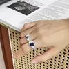 Bagues de cluster magnifiques bijoux en argent sterling 925 bande d'or blanc topaze bleue diamant femmes dames bague de fiançailles cadeaux pour les filles