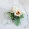 Dekorativa blommor återanvändbara kreativa brudgummen brudgummen Fake Rose Hand Flower Fine Provering Corsage Clip for Party