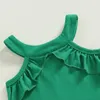 Kleding sets peuter meisjes zomer olothing groene mouwloze camisole vier blad klaver print wijd uitlopende broek St. Patrick's Day Outfits voor