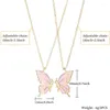 Colliers pendentifs 2 pièces/ensemble collier papillon pour femmes bijoux en acier inoxydable Couple accessoires de mode assortis