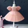 Flickans klänningar Baby Princess Dress for Girls Bow Toddler Kids 1st Birthday Party Gown Elegant Xmas Tutu Girl Wedding Prom 230214