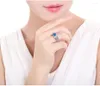 Cluster ringen romantische vrouwelijke prinses wit rood blauw roze licht hart ring zilveren sieraden belofte verloving voor vrouwen