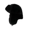 Beretten koude bescherming oorklappen vaste kleur piloot trapper trooper hoed dikke rit unisex winddicht mannen vrouwen ushanka winter 230214