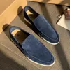 Ontwerper Loropiana Walk Shoes Jin Dong's dezelfde stijl LP Bean Shoes Slip op platte casual schoenen heren lefu schoenen leer comfortabele loafer schoenen