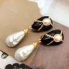 Ear Cuff Baroque Jewelry Pearl Pendant Earrings Black Oil Painting Statement Accessories Fashion Brincos 230214