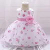 Sukienki dla dziewczynek niemowlę urodziny urodziny 1 rok sukienka Dzieci Bow Flowers for Girls Puffy Evening 0-5 lat
