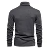 T-shirts pour hommes AIOPESON T-shirt solide décontracté à manches longues col roulé chemise pour automne hiver basique mince sous-vêtements chemises homme 230214