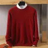 Herentruien 2023 Heren Pure Mink Cashmere Sweater Round Neck Pullover Casual Breien Warm Long Sleeve High-End Flat Business Top