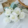 Decorative Flowers Luxury Pink Rose Autumn Artificial Silk Wedding Home Decoration High Quality White Peony Simple Bouquet Fake Flower Wall